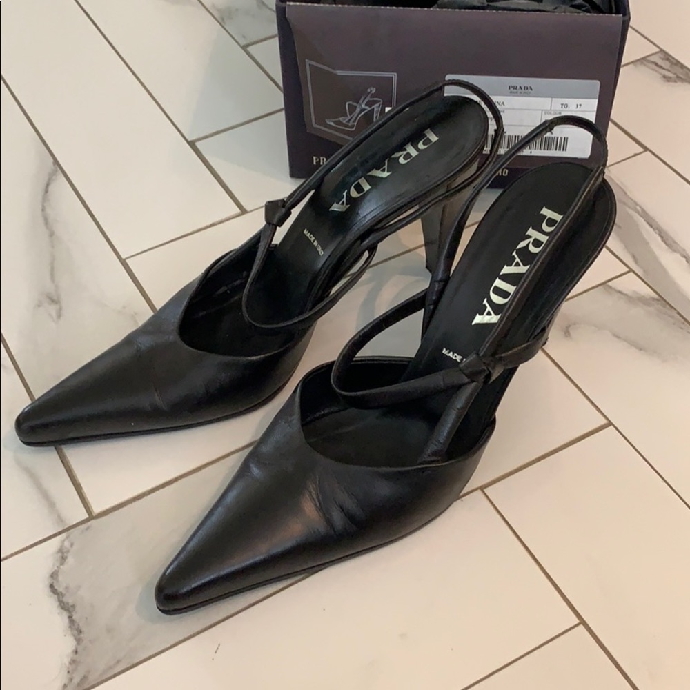 Prada black slingback heel
